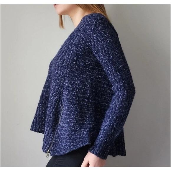 MOTH Anthropologie Sweater Womens Medium Navy Blue‎ Cable Knit Wool Alpaca Blend - Picture 2 of 10